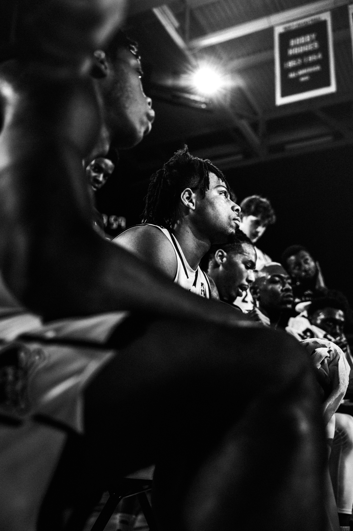 ECU bench reacting during the Temple matchup