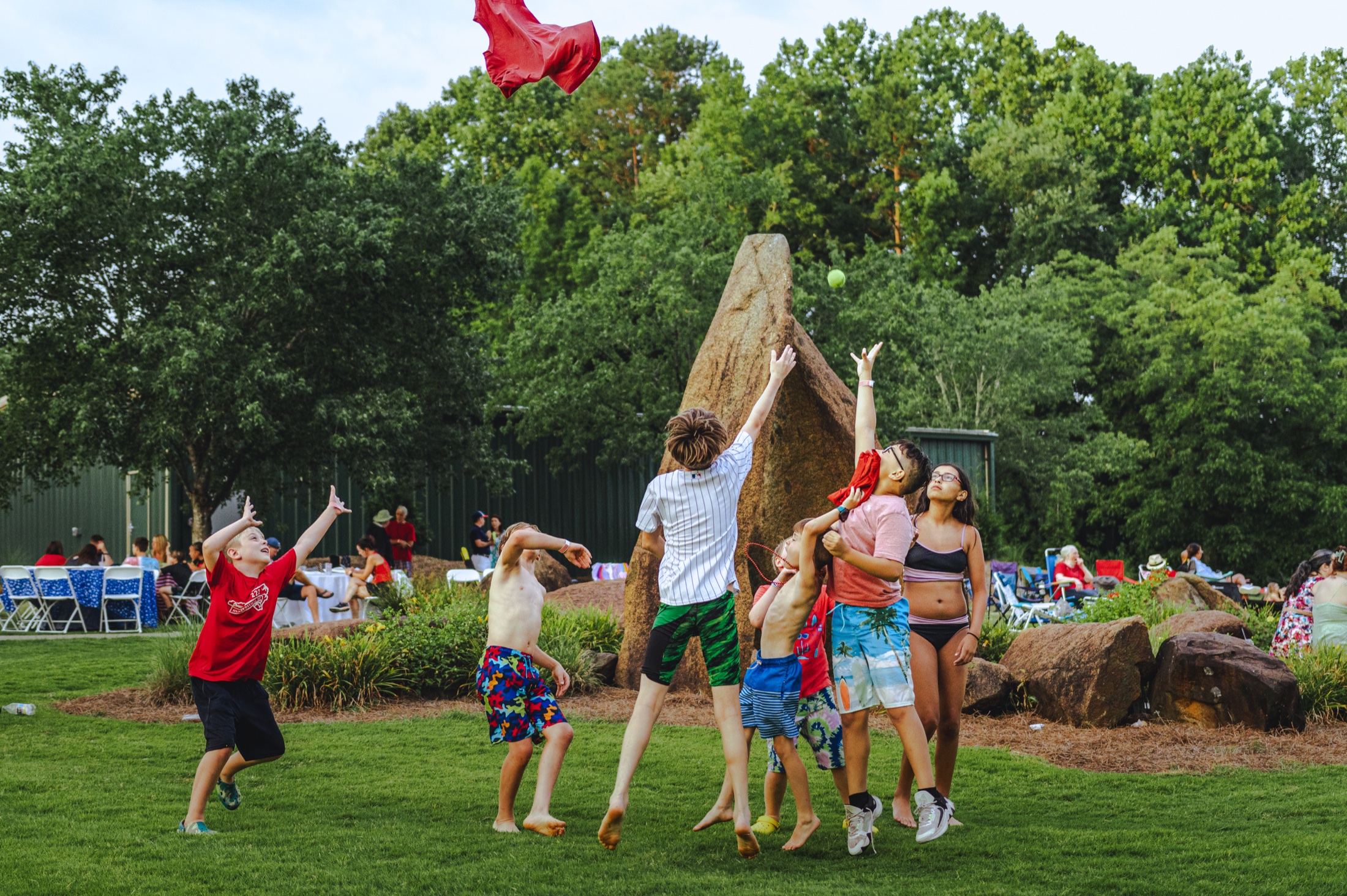 A cornhole game in progress during the Northstone event