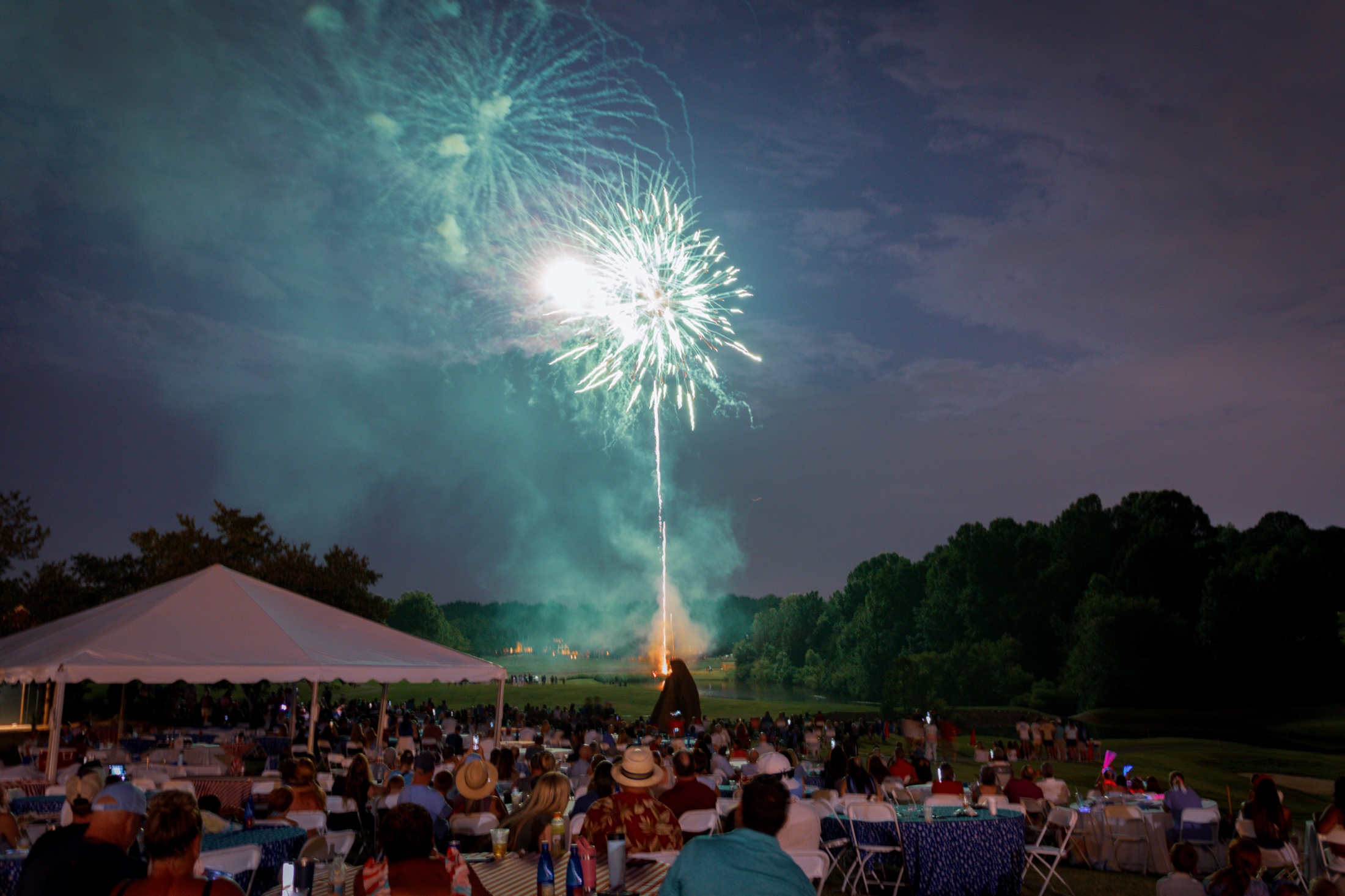 Fireworks lighting the sky over the Northstone block party